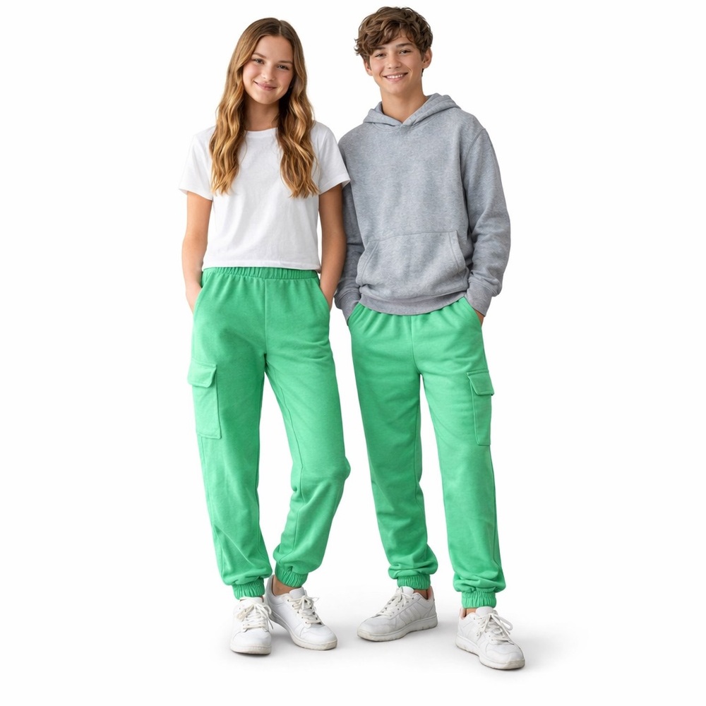 ONLY Green Cargo Joggers Kids Size 13 Unisex Sweatpants Athleisure‎ Casual